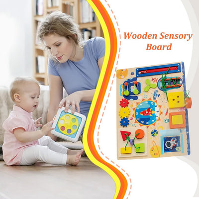 Fidtoy Montessori Busy Board Book pour tout-petits, tableau d'activités sensorielles avec fermetures éclair, boucles, boutons, jouet d'apprentissage, motricité fine, jouet de voyage calme, cadeau
