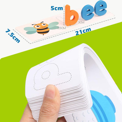 Fidtoy Jeu de l'Alphabet en Bois pour Apprendre l'Orthographe aux Enfants