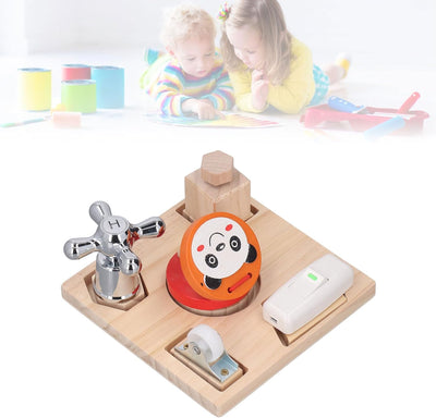 Fidtoy Tableau d'Activités Montessori pour Tout-Petits, Planche Sensorielle en Bois, Tri de Formes, Jouet d'Apprentissage Motricité Fine, Puzzle Éducatif, Jouet Calme de Voyage