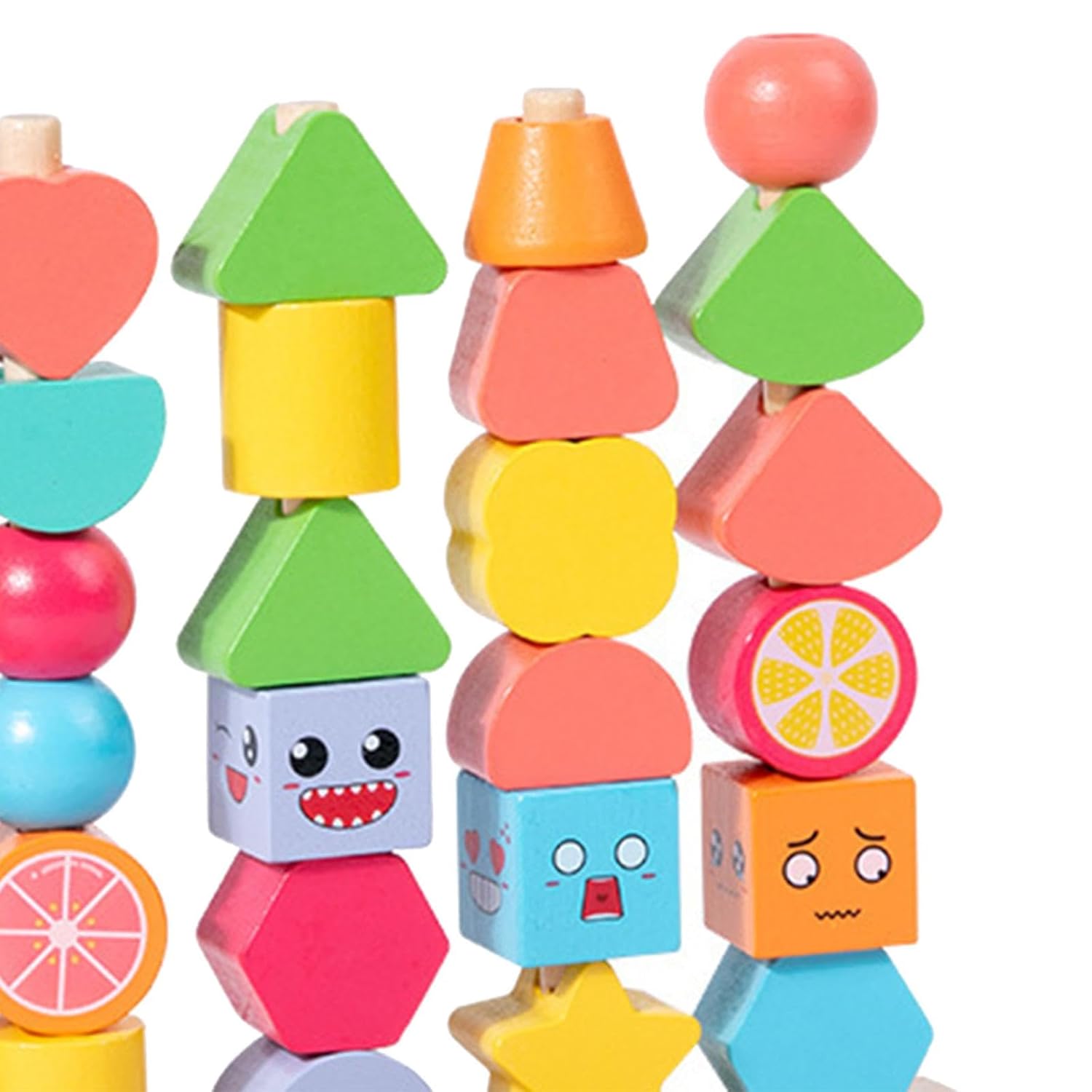 ATORSE™ Matching Shapes Stacking Toy Stem Lacing Beads for Birthday Gift Kids|Baby | Toys for Baby | Developmental Baby Toys
