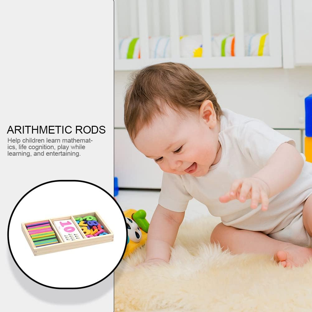 Fidtoy Wooden Math Counting Sticks Toy Montessori Number Learning Set for Preschool Kids