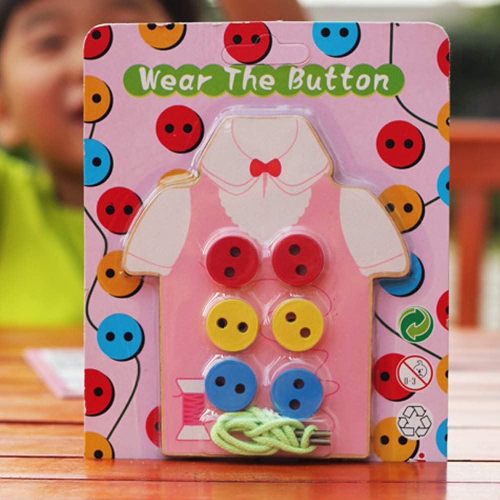 FnieYxiu Toys, Kids Children Wooden Sew-on Buttons Lacing Board Toddler Early Education Toy