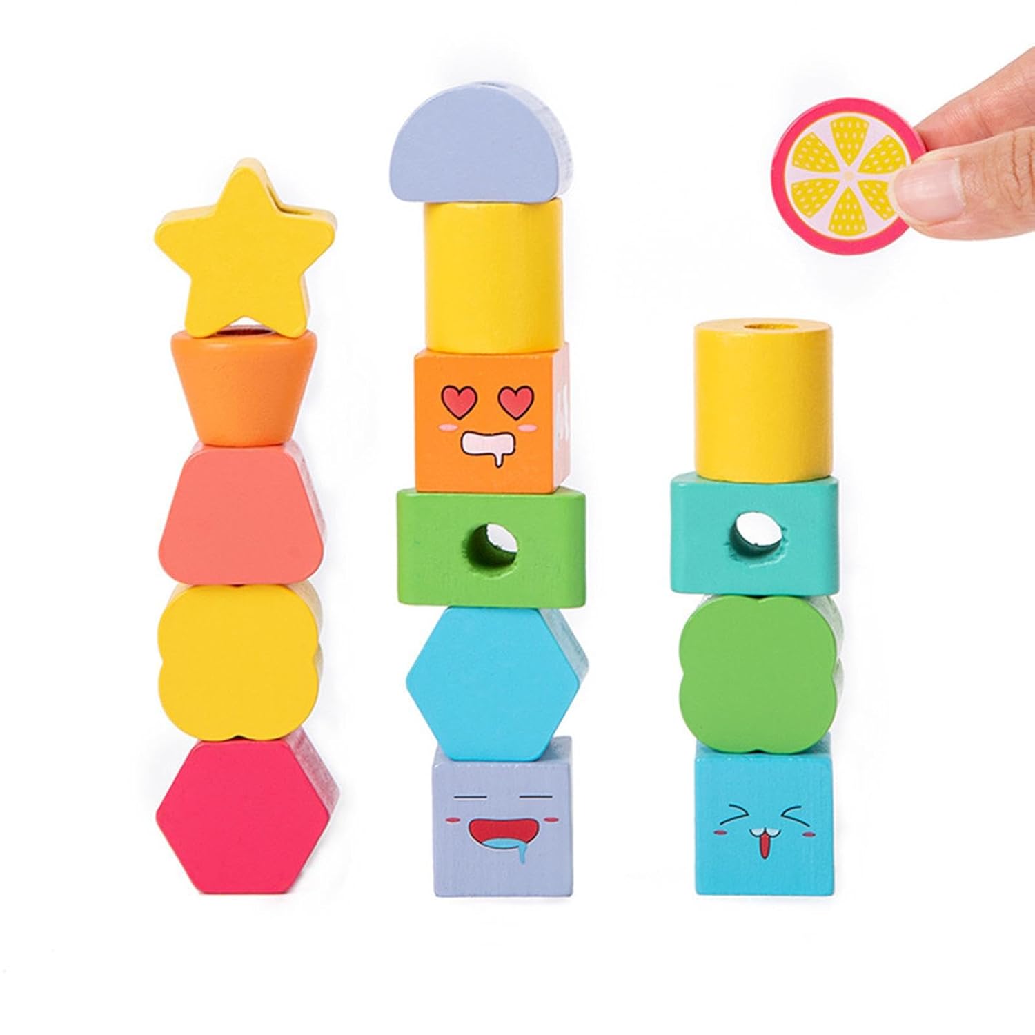 ATORSE™ Matching Shapes Stacking Toy Stem Lacing Beads for Birthday Gift Kids|Baby | Toys for Baby | Developmental Baby Toys