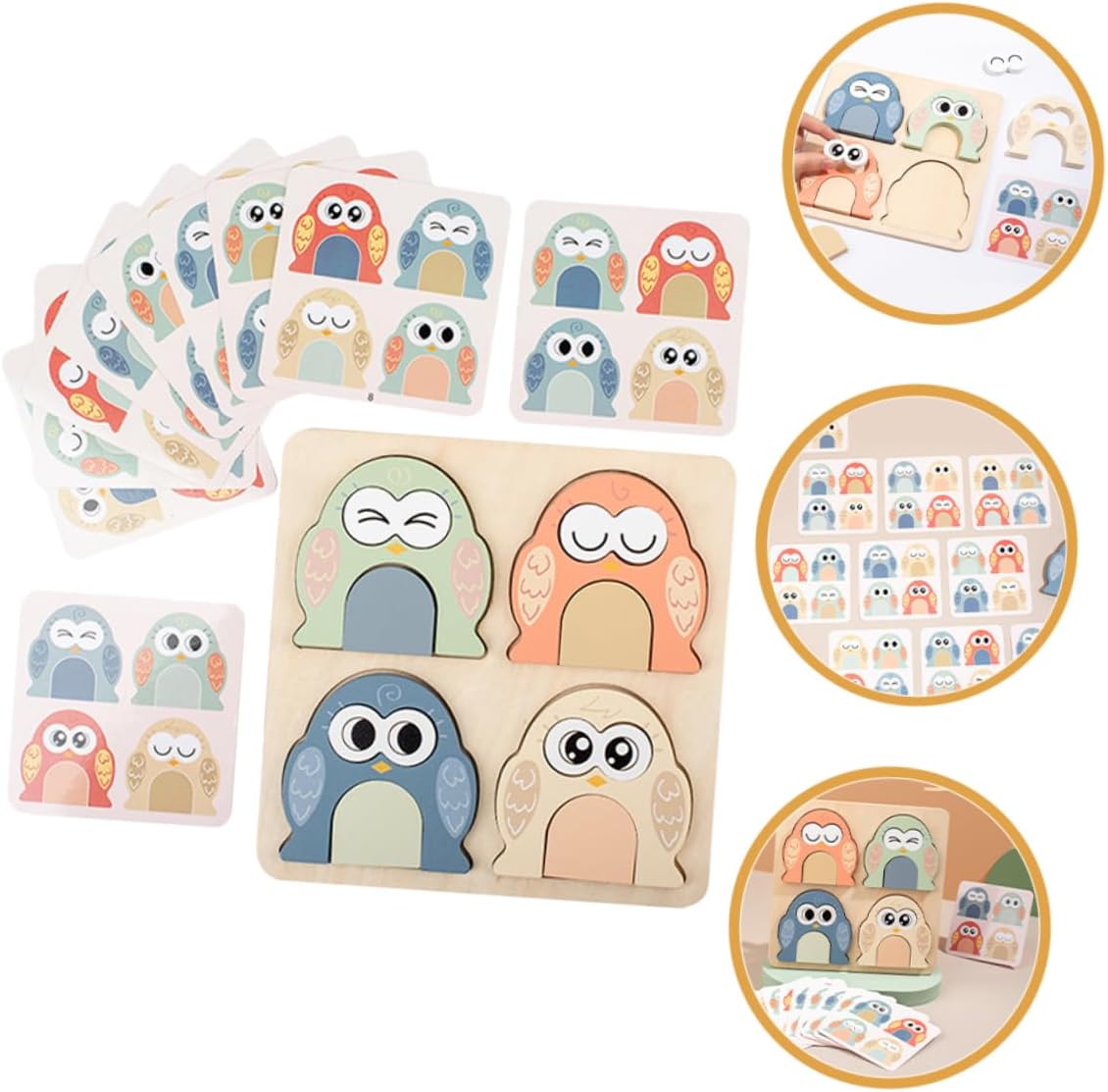 SUPVOX Giocattolo di Legno Abbinato per Ragazzo Ragazza con Blocchi di Espressione di Animali per Educazione Precoce e Apprendimento Cognitivo di Giochi di Abbinamento Puzzle di Legno