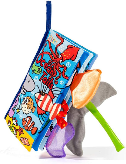 Baby Soft Animal Tails Activity Cloth Book with Crinkle Fabric, Ocean Tails