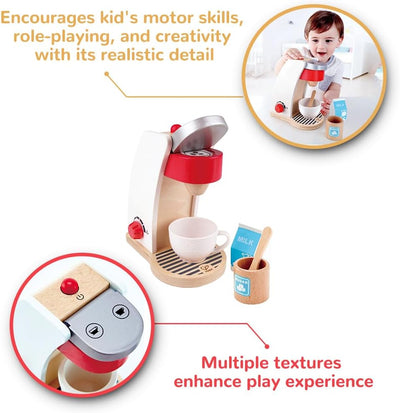 Fidtoy Wooden Coffee Maker Toy Kitchen Pretend Play Set