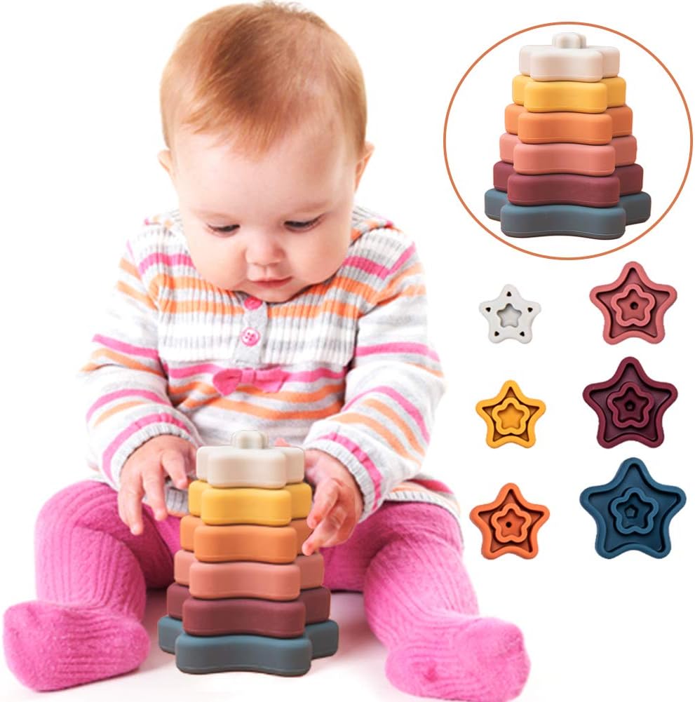 Fidtoy Silicone Star Stacking Toy for Toddlers Montessori Sensory Learning Set
