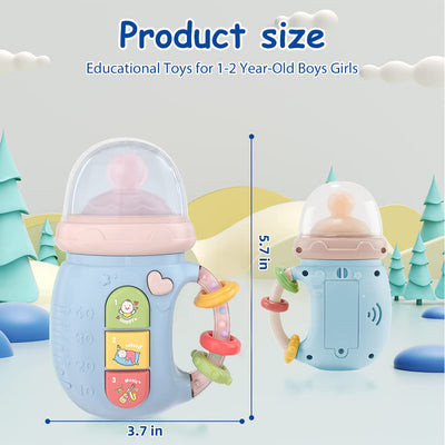 Fidtoy Musical Baby Bottle Toy with Lights and Silicone Teether
