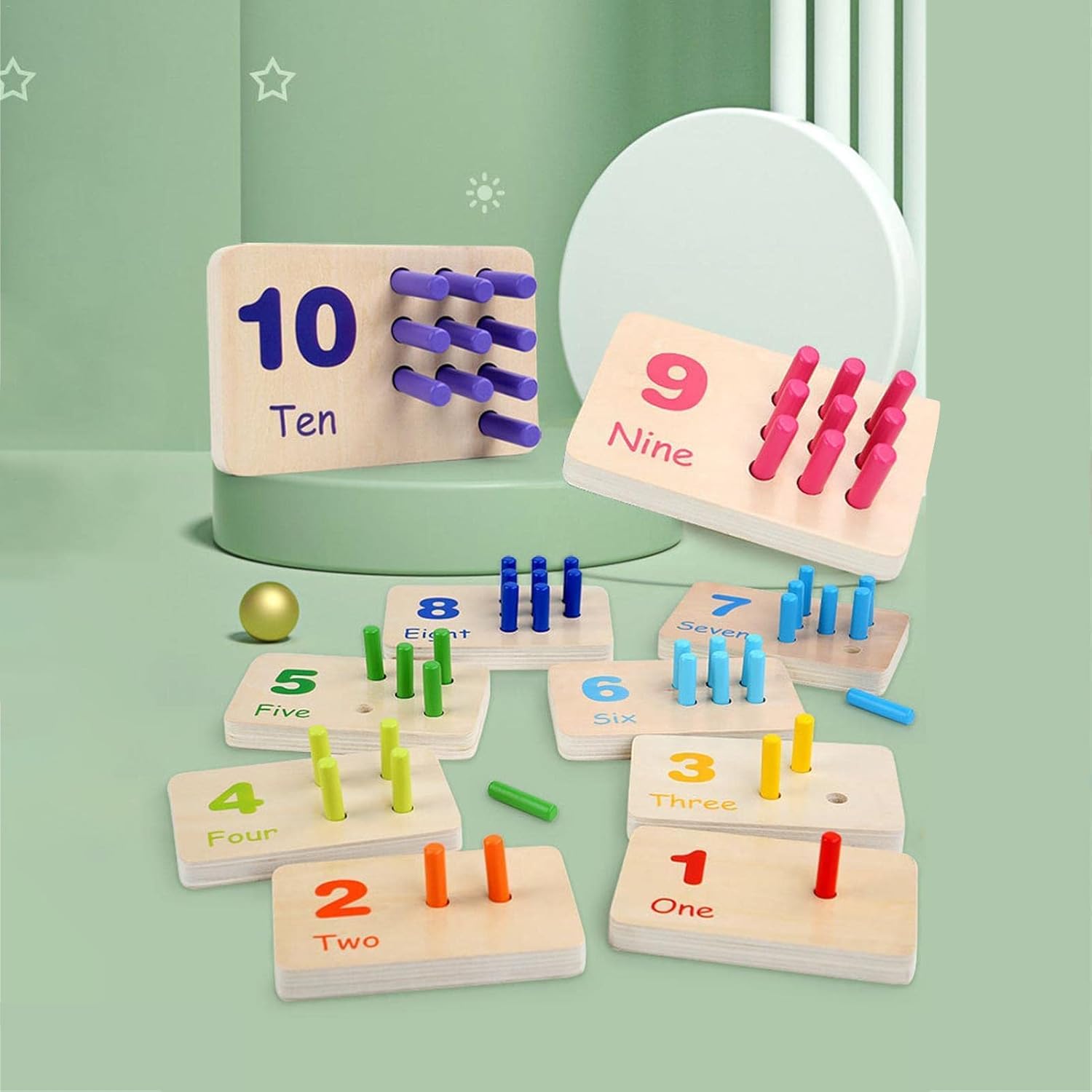 4 Pcs Montessori Peg Board Toys - 0-10 Math and Color Toys For Toddlers - With Wooden Alphabet Tracing Board Montessori Math Materials Preschool Manipulatives Tracing Board For Kids