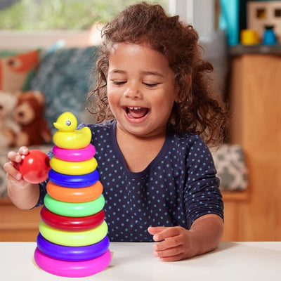 Fidtoy Rainbow Stacking Rings Toy for Toddlers Age 1-3