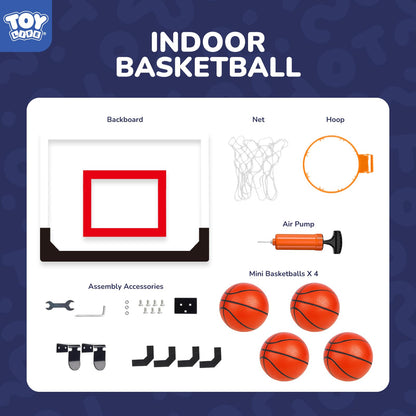 TOY Life Basketball Hoop Indoor for Kids Over The Door Office Basketballhoop for Teens and Adults Mini Hoops Door Room Goal with 4 Balls