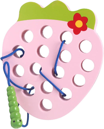 LJCM Eating Fruit, Wooden Lacing Threading Toy Promotes Exercise for 1-2 Years Old Kids (#4)
