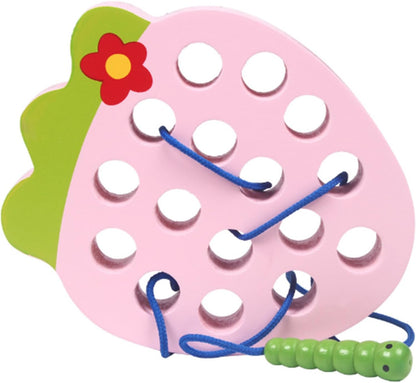 LJCM Eating Fruit, Wooden Lacing Threading Toy Promotes Exercise for 1-2 Years Old Kids (#4)