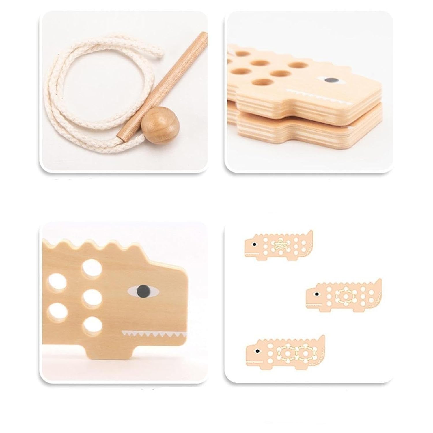 Lyla Wooden Lacing Board Sewing Fine Motor Skills for Preschool Kids Kindergarten