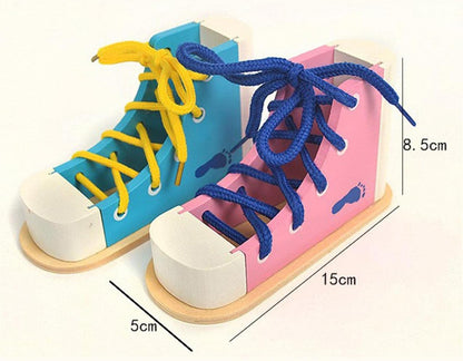 Lacing Shoe Toy for Children to Learn Tying Techniques, Blue