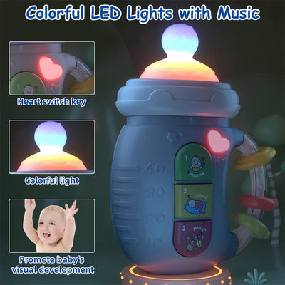 Fidtoy Musical Baby Bottle Toy with Lights and Silicone Teether