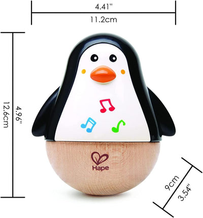Fidtoy Wooden Penguin Musical Wobble Toy for Babies 6M+