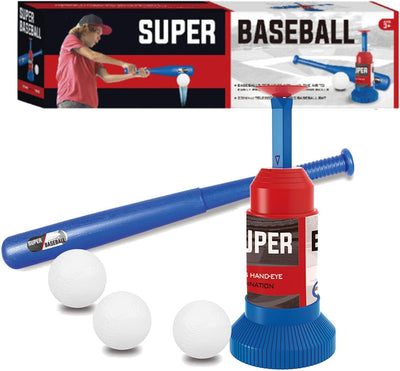 Fidtoy Baseball Sports Play Set For Kids  Beginner T Ball Batting Toy Set with Launcher, Bat and Soft Baseballs for Outdoor Practice