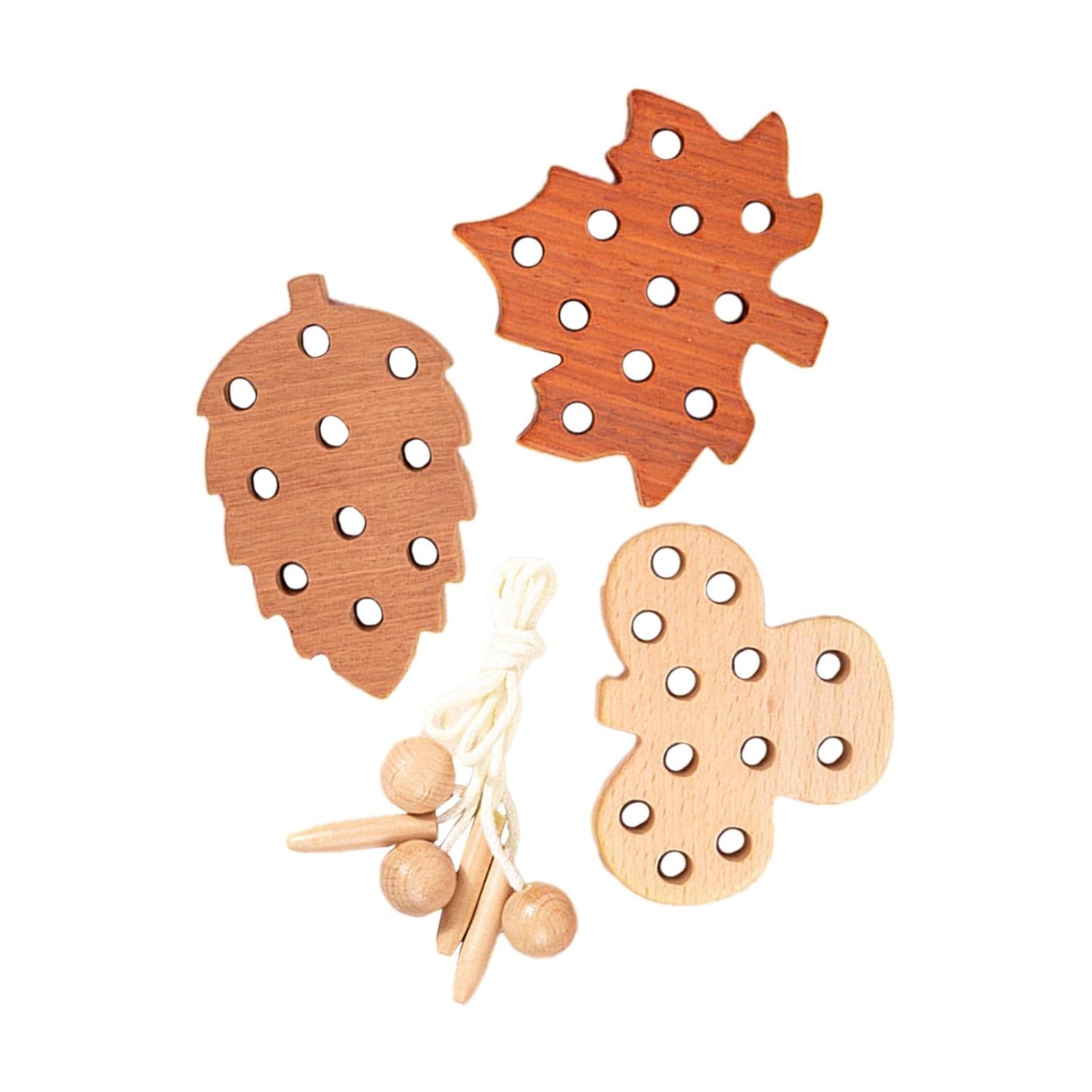 3 Pieces Wooden Lacing Threading Toys Montessori for Birthday Gift Style B