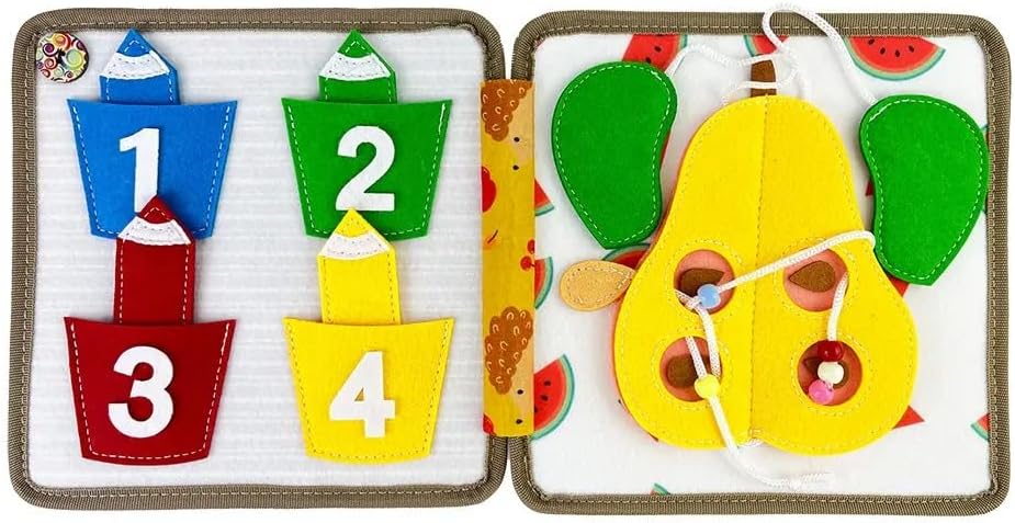 Generisch Felt Book Children from 1 Year, Montessori Toy from 1 Year, Felt Book Baby, Felt Book Montessori from 2 Years, Fabric Book Baby, Felt Book with a Deer, Montessori Book, Busy Board from 1