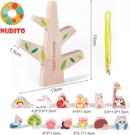 NUDITO Juguete Didáctico Montessori para Niños. Juguete Educativo de Madera para Niños y Niñas. Bloques de Equilibrio de Madera para Niños. Juguete de Arrastre para Niños.