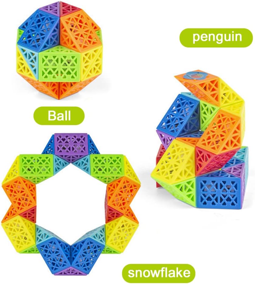24 Blocks Magic Snake Toy Magic Snake Magic Snake Puzzle Snake Fidget Toy for Children and Adults Party Bag Children's Birthday Party (Hollow x 1)