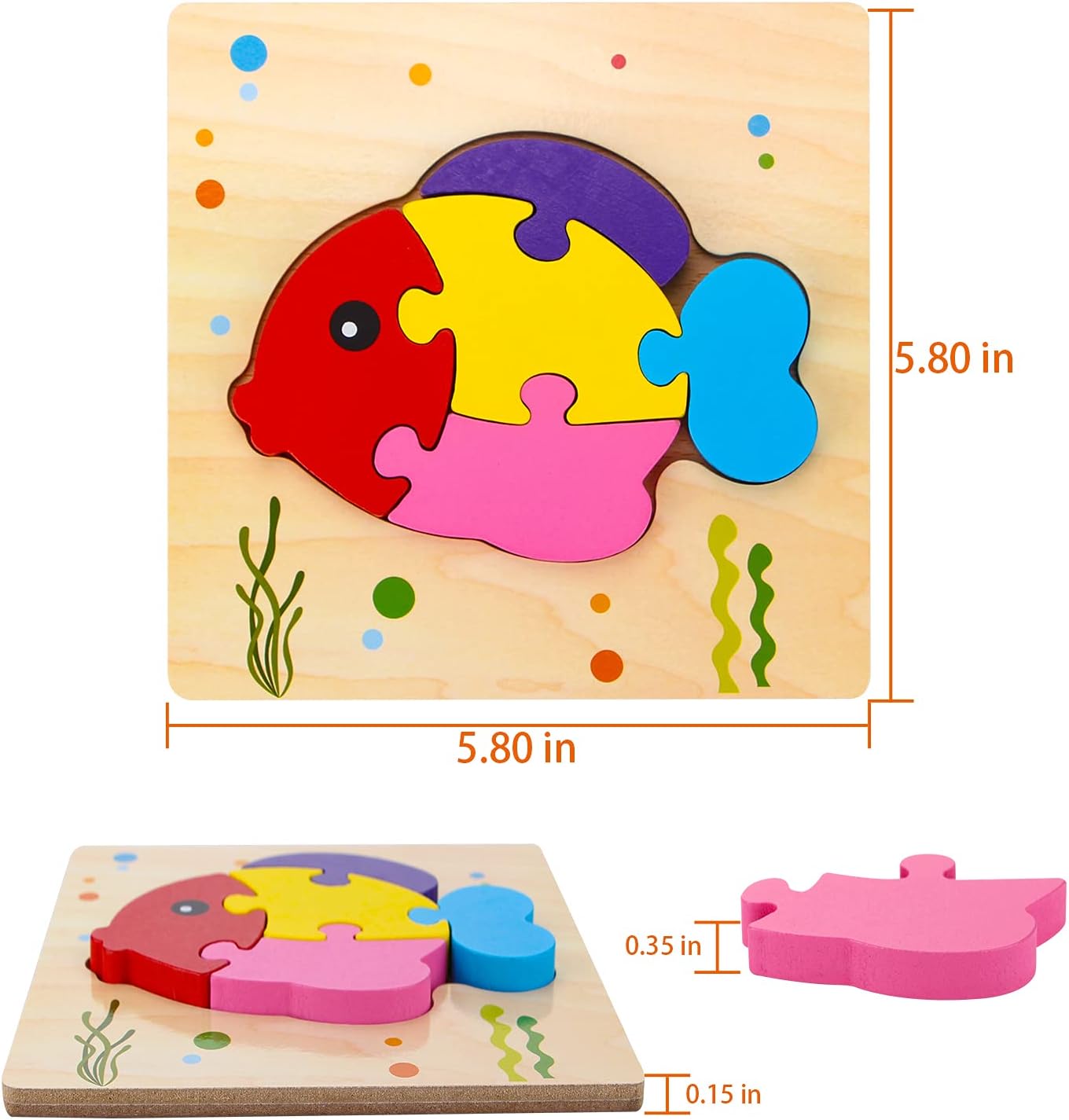 Fidtoy Montessori Wooden Animal Puzzle Set for Toddlers 4 Piece 6 Piece 10 Piece Learning Toy