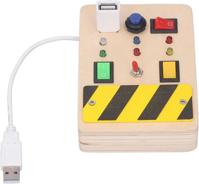 idtoy LED Busy Board Montessori Sensory Switch Toy for Toddlers Light Switch Activity Board with Wires Buttons Fine Motor Skills Travel Quiet Toy Gift