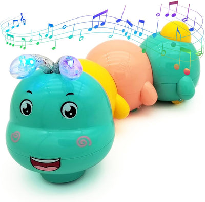 Fidtoy Magnetic Electric Caterpillar Light Sound Toy Set for Toddlers Crawling Music Play Age 12M+