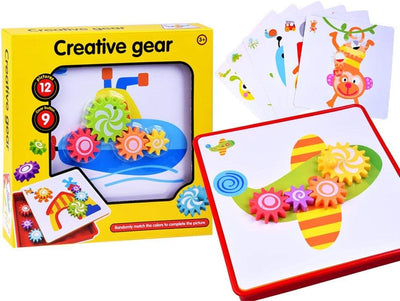 Fidtoy 2 en 1 Art Engrenage Créatif, Kit de Dessin d'Engrenages en Plastique avec 9 Boutons d'Engrenage, 12 Images et Boîte de Rangement, Jouet de Motricité Fine et de Création de Motifs, Âge 3+