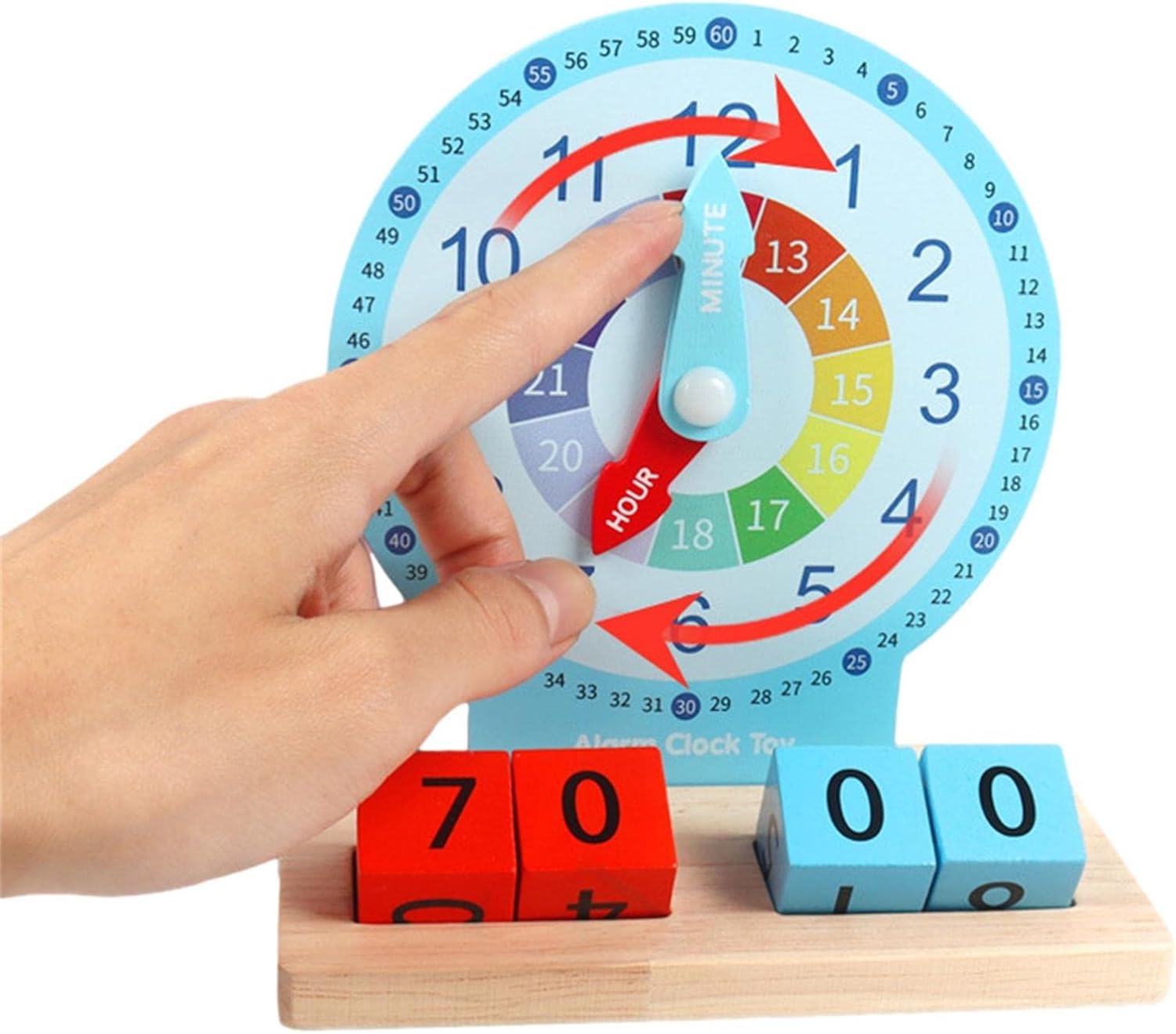 Fidtoy Wooden Clock Telling Time Pretend Play Kit for Kids | Montessori Time Learning Clock, Analog Digital Matching, Q&A Cards, Fine Motor & Hand-Eye Coordination Toy Age 2-6
