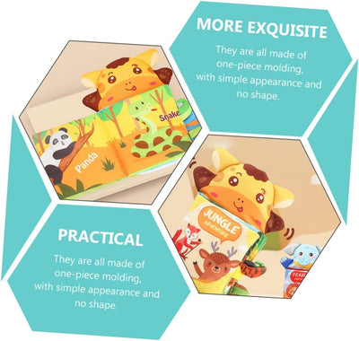 Fidtoy Prairie Animals Hand Puppet Cloth Book for Babies Soft Sensory Early Reading Book Toddler Touch Learning Toy