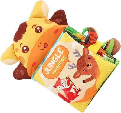 Fidtoy Prairie Animals Hand Puppet Cloth Book for Babies Soft Sensory Early Reading Book Toddler Touch Learning Toy