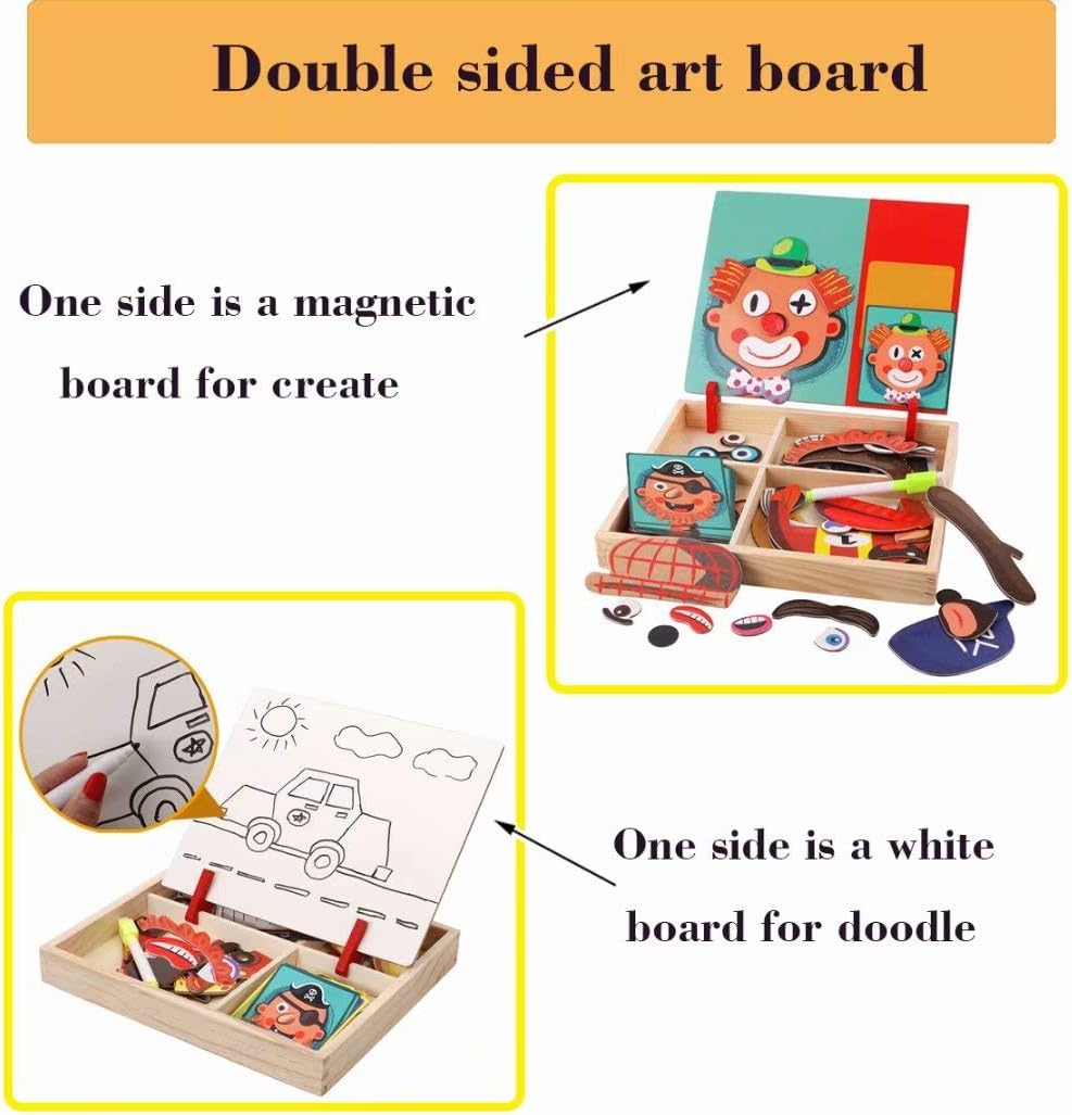 Fidtoy Double-Sided Magnetic Puzzle Board for Toddlers – Creative Learning & Drawing Toy
