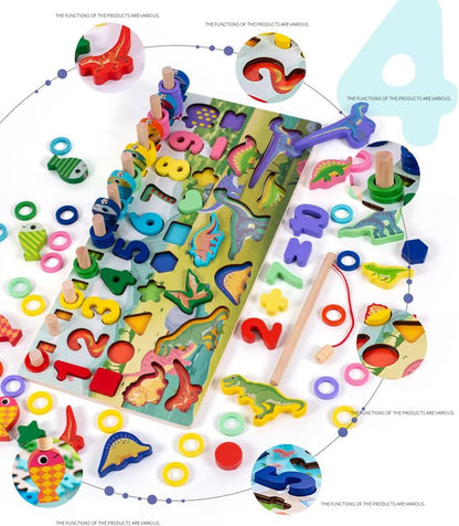 Rompecabezas de madera para niños pequeños, Montessori Juguetes con forma de rompecabezas, clasificación, juego de pesca, juguete educativo, regalo para niños y niñas