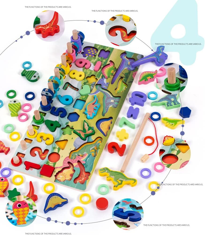 Rompecabezas de madera para niños pequeños, Montessori Juguetes con forma de rompecabezas, clasificación, juego de pesca, juguete educativo, regalo para niños y niñas