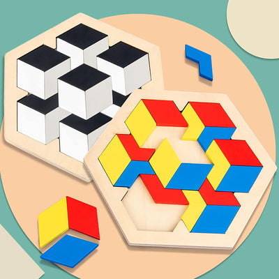 Fidtoy Tangram Cubes de Couleurs Vives Puzzle Montessori pour Enfants