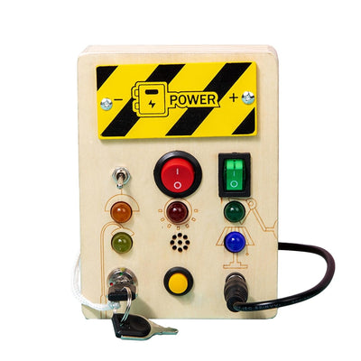 Fidtoy Tableau d'activités LED Montessori pour tout-petits - Interrupteur sensoriel - Tableau d'activités - Motricité fine - Jouet silencieux de voyage - Cadeau éducatif