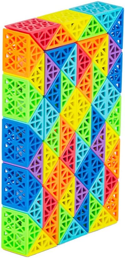 Sensory Fidget Snake Cube Twist Puzzles - Large Size Magic Snake Toy - Party Favors for Kids & Adults Rainbow & Hollow Out - 60 Wedges