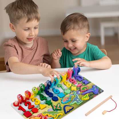 Rompecabezas de madera para niños pequeños, Montessori Juguetes con forma de rompecabezas, clasificación, juego de pesca, juguete educativo, regalo para niños y niñas