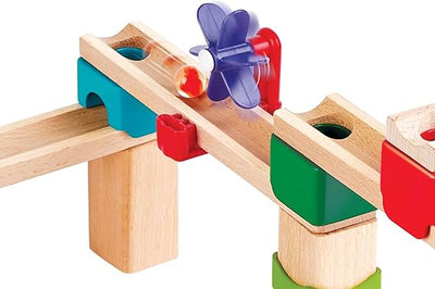 Fidtoy Wooden Marble Run Toy DIY Building Track Set for Kids