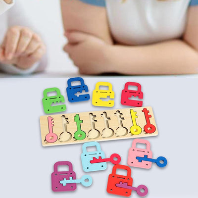MagiDeal Jeux de Serrures et Clés en Bois, Formes et Couleurs Assorties, Cadeau d'Anniversaire, Jouet Éducatif Précoce pour Enfants d'âge Préscolaire