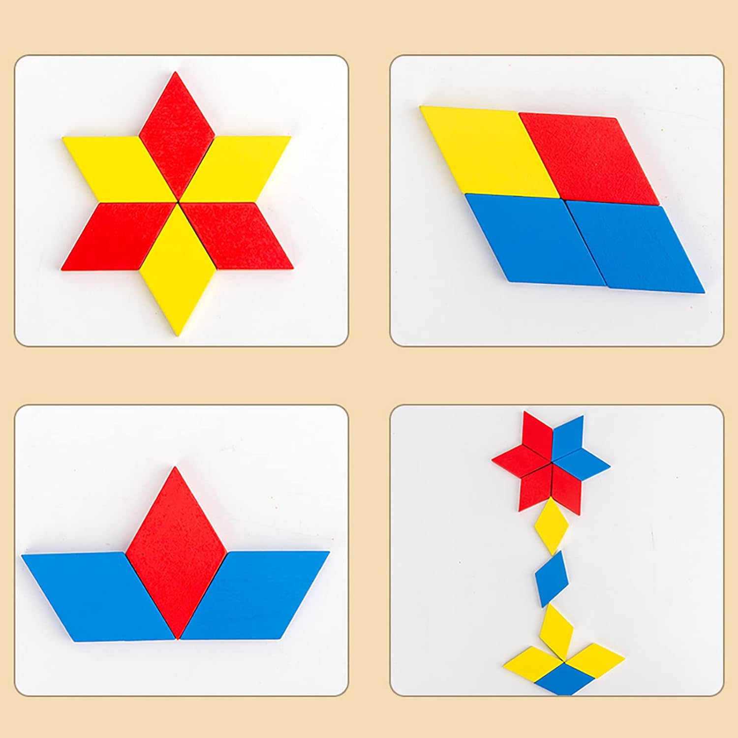 Fidtoy Tangram Cubes de Couleurs Vives Puzzle Montessori pour Enfants