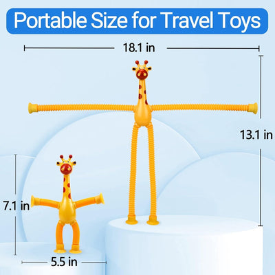 Fidtoy Telescopic Suction Cup Giraffe Sensory Toy for Toddlers Stretch Pop Tube Fidget Toy