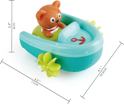 Fidtoy Teddy Bear Pull-Back Bath Boat Toy for Toddlers Water Play