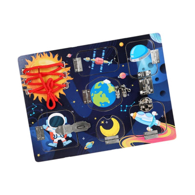 Click to see full view ATORSE Wood Busy Board Sensory Activity Board for Boys Girls Children Birthday Gift Space