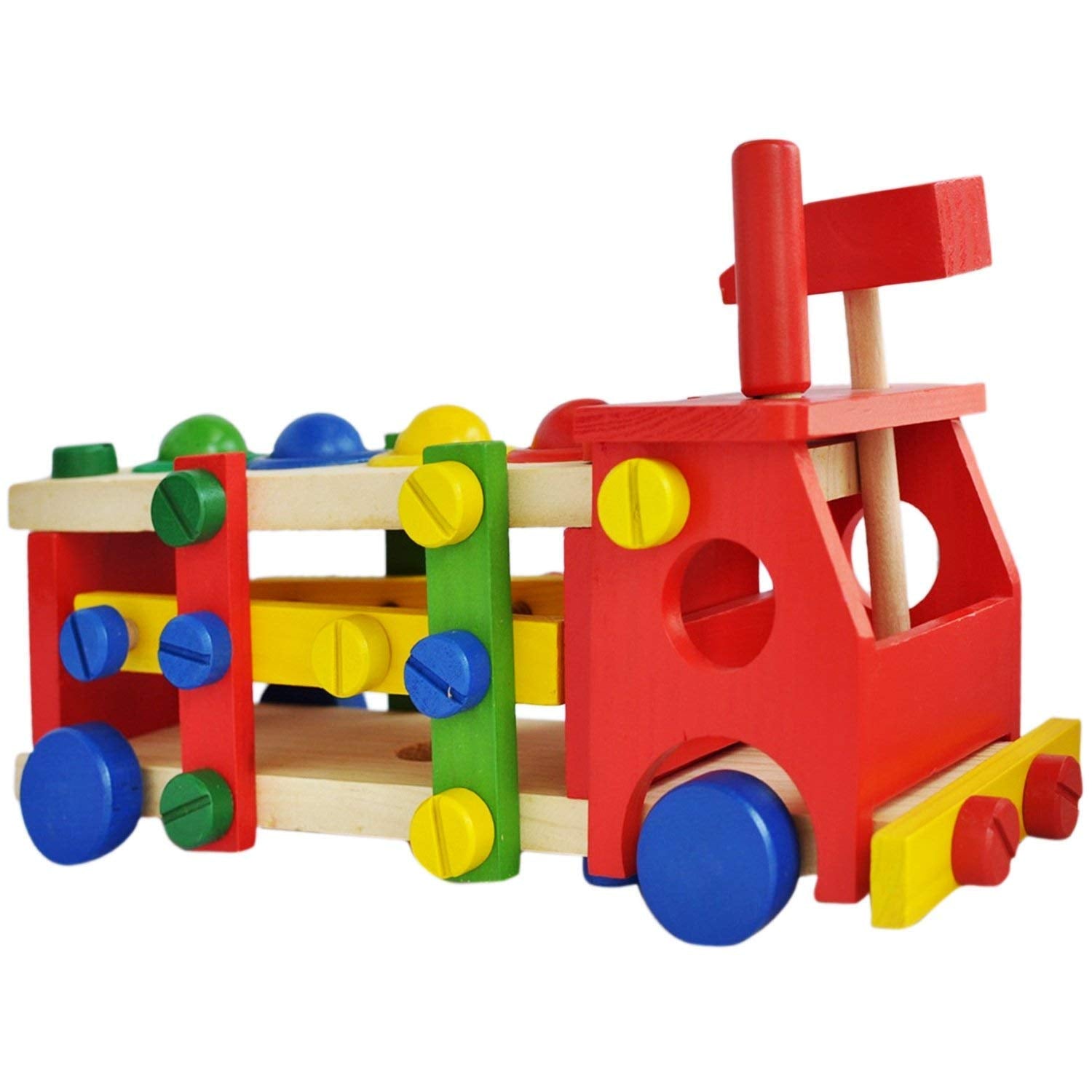 Fidtoy Kit de voiture en bois à remonter avec écrous et vis, jouet de construction pour enfants de 3 à 8 ans