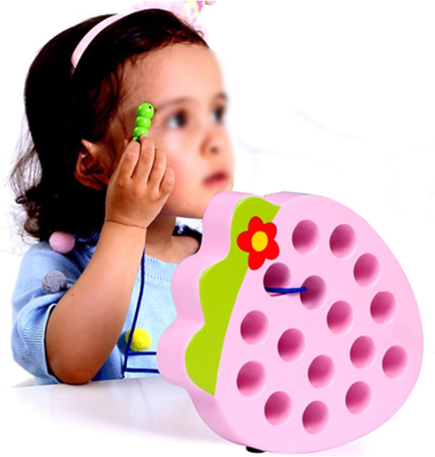 LJCM Eating Fruit, Wooden Lacing Threading Toy Promotes Exercise for 1-2 Years Old Kids (#4)