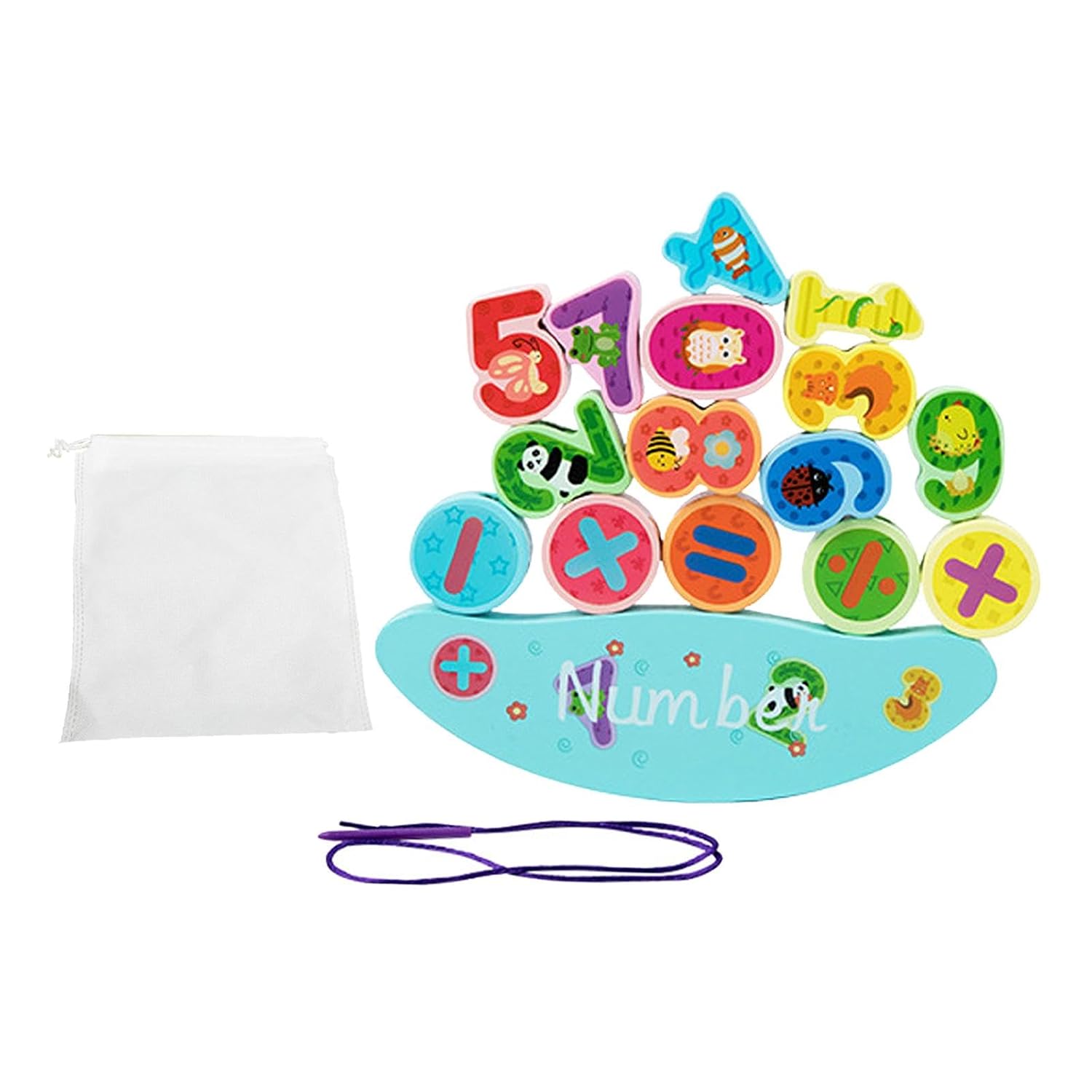 Fidtoy Ensemble de Blocs d'Équilibre et de Perles à Enfiler en Bois pour Enfants