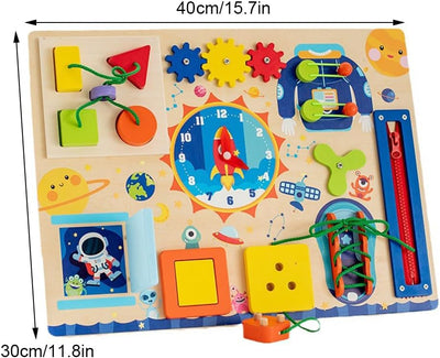 Fidtoy Montessori Busy Board Book pour tout-petits, tableau d'activités sensorielles avec fermetures éclair, boucles, boutons, jouet d'apprentissage, motricité fine, jouet de voyage calme, cadeau